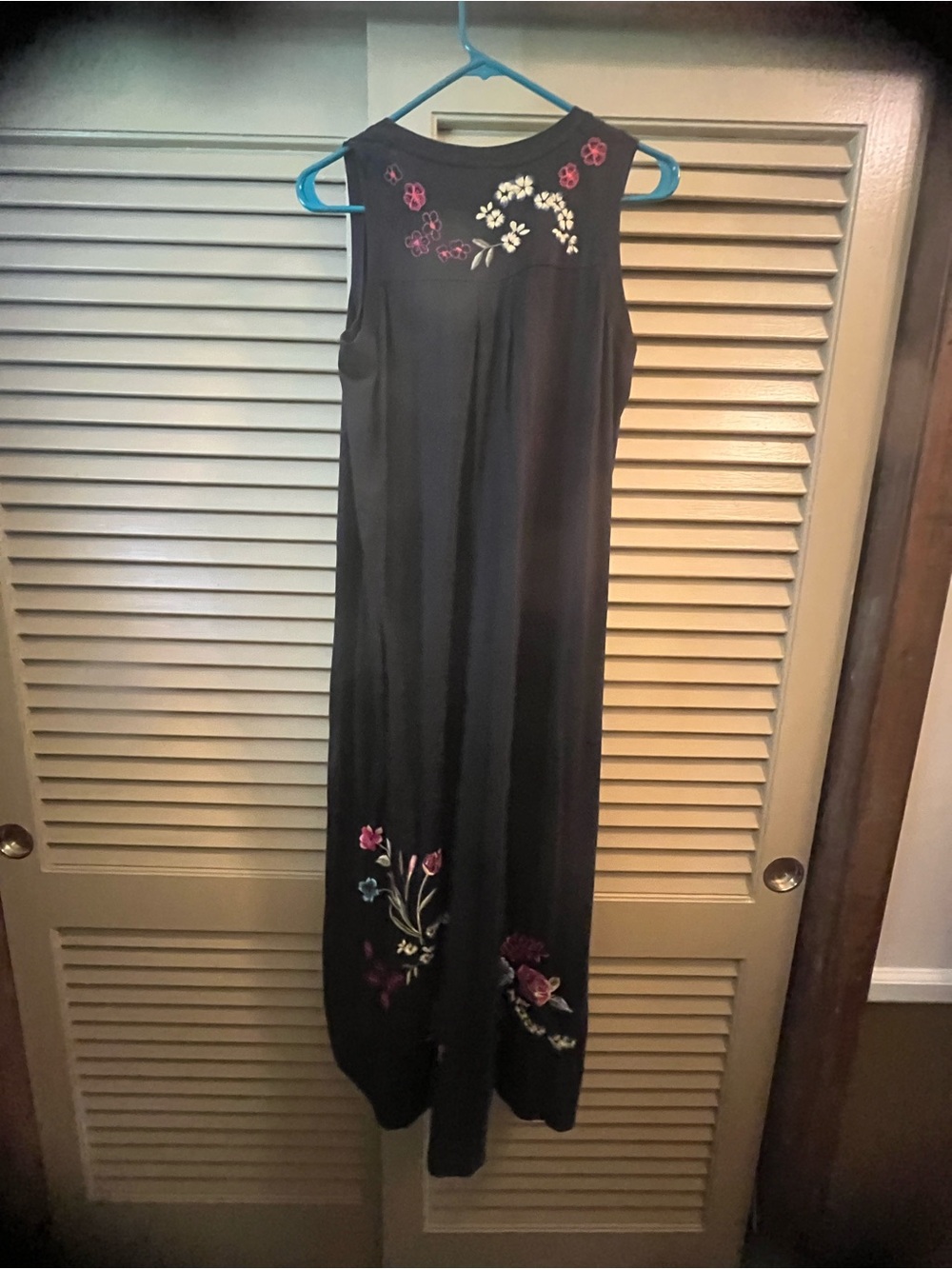 Johnny Was Sleeveless Black Maxi Dress with Multicolor Floral Embroidery - Picture 5 of 5